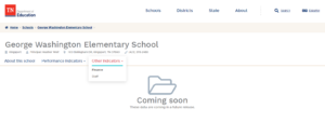 Tennessee Department of Education website showing that more information will be coming soon from the George Washington Elementary School